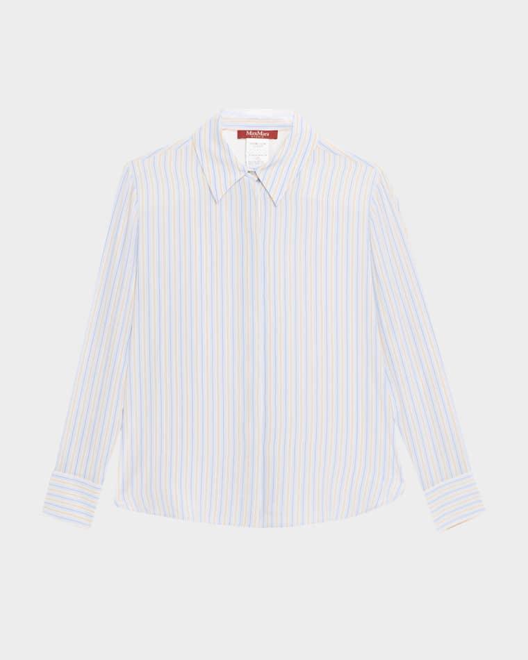 Striped Button-Down Silk Shirt by MAX MARA