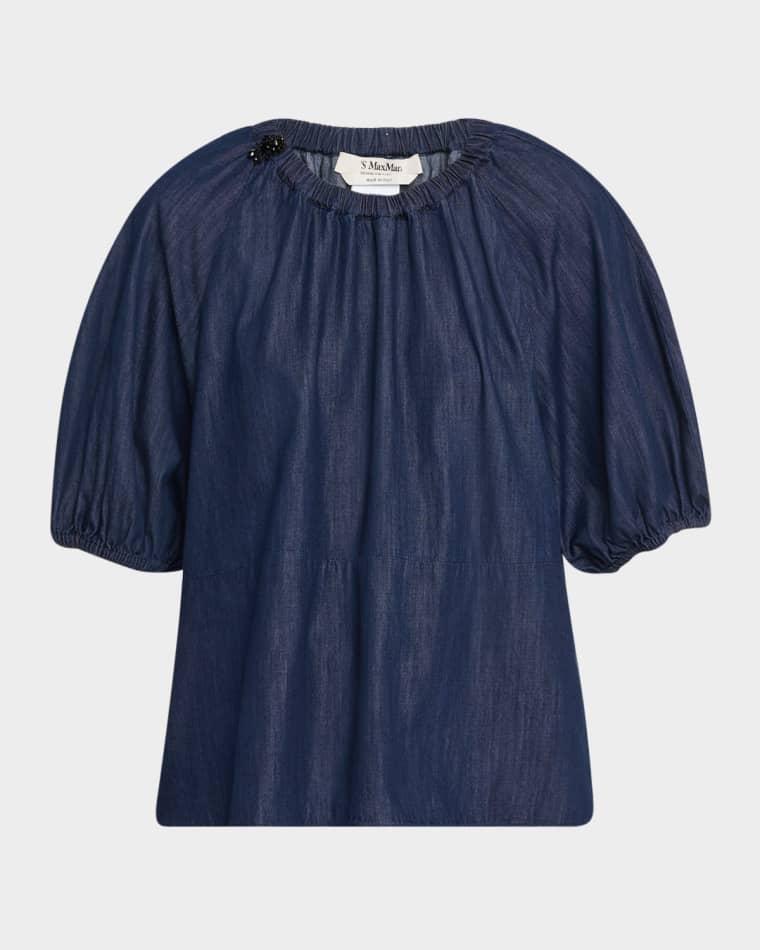 Talia Puff-Sleeve Gathered Top by MAX MARA