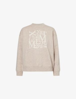 Text-Print Round-Neck Wool-Blend Jumper by MAX MARA
