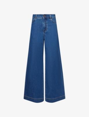 Vega Brand-Patch Wide-Leg Denim Jeans by MAX MARA