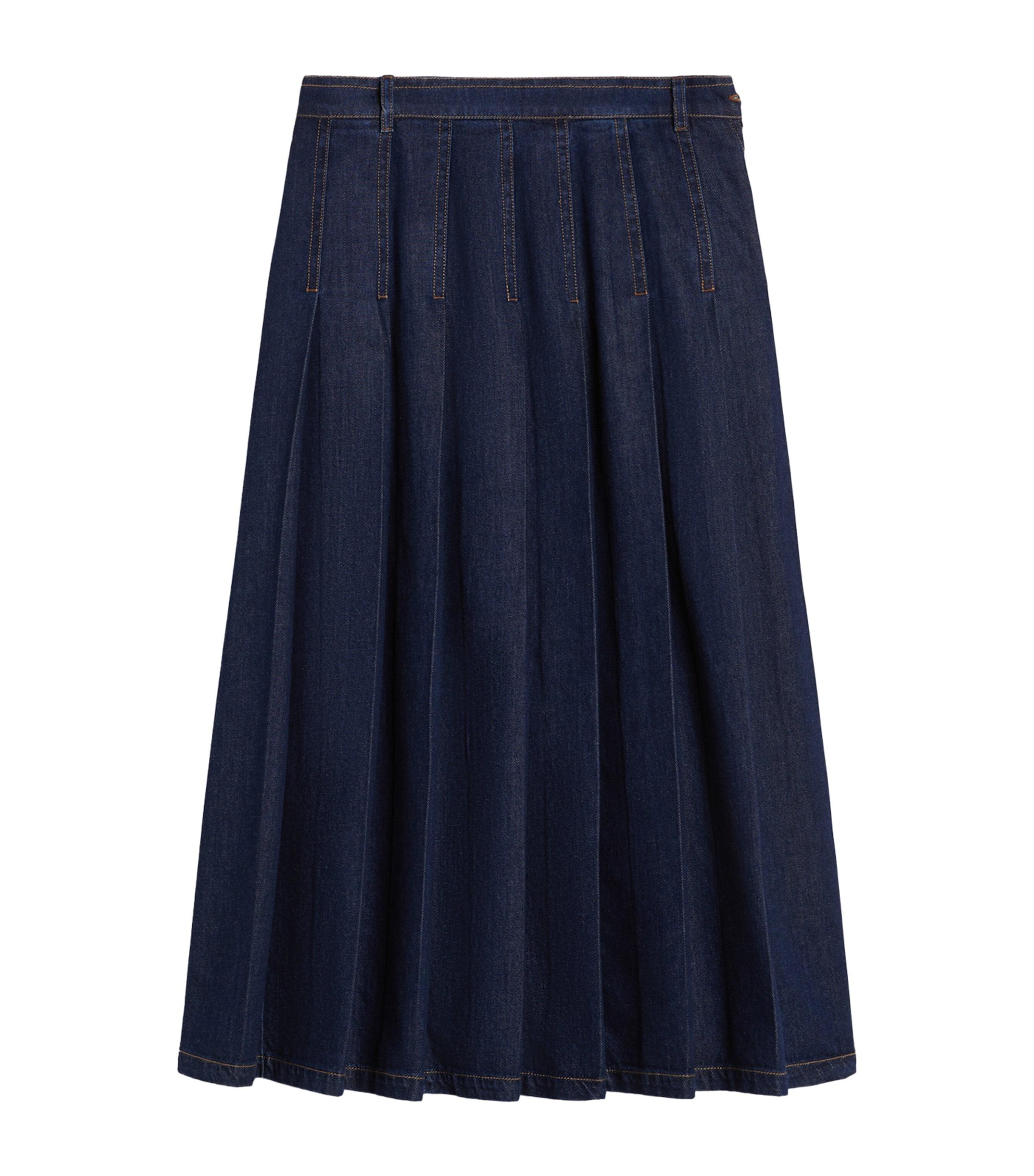 Weekend Max Mara Denim Pleated Midi Skirt by MAX MARA