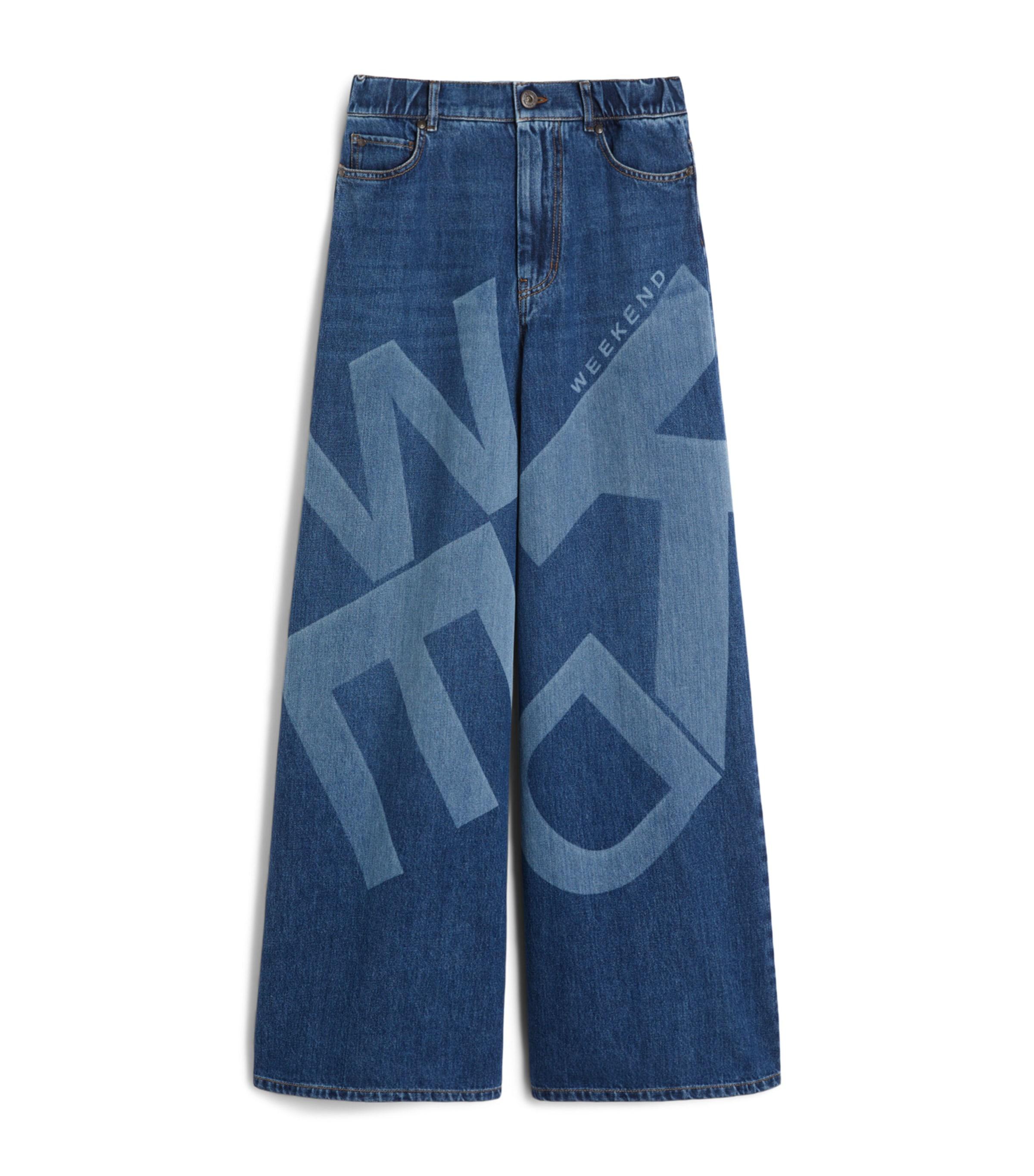 Weekend Max Mara Logo-Printed Authentic Wide-Leg Jeans by MAX MARA