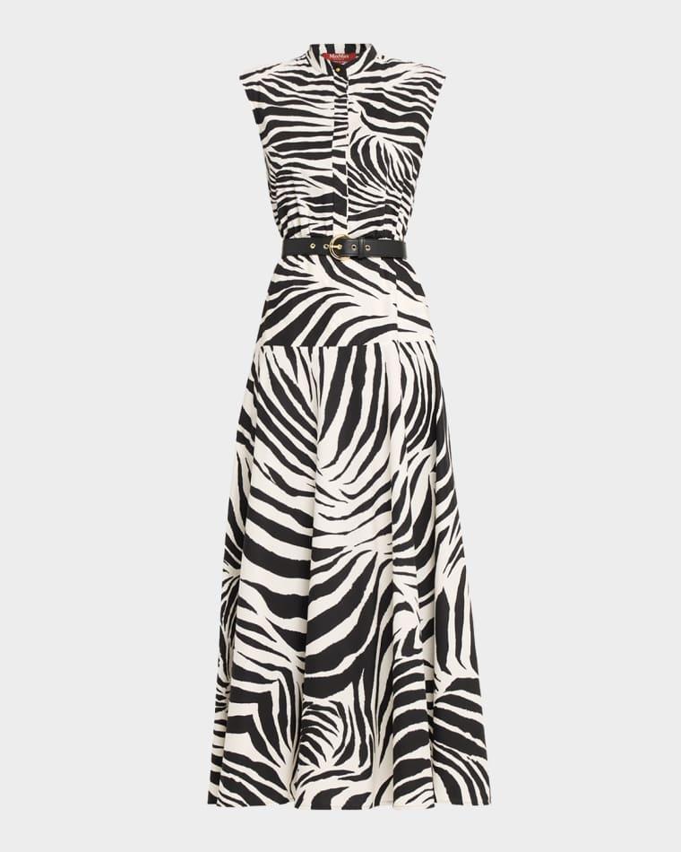 West Zebra-Print Cotton Poplin Midi Dress by MAX MARA