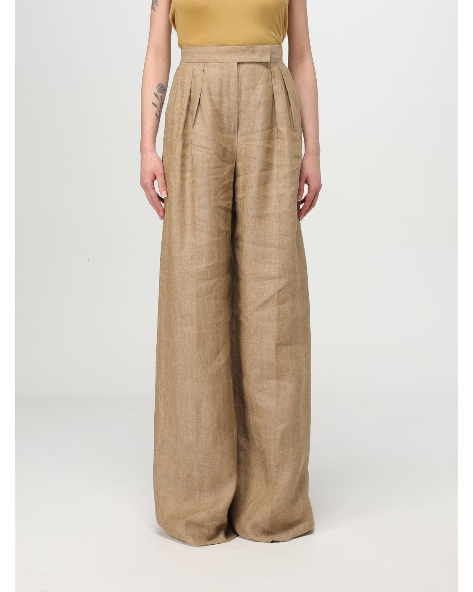 Wide Leg Linen Pants Wo - Tobacco by MAX MARA