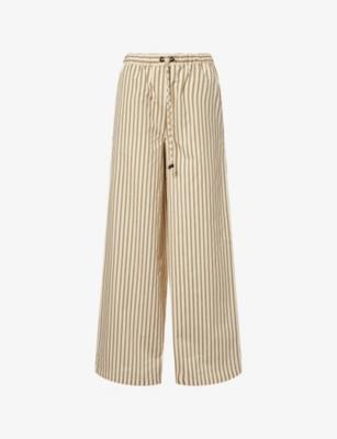 Wide-Leg Stripe Cotton-Silk Trousers by MAX MARA