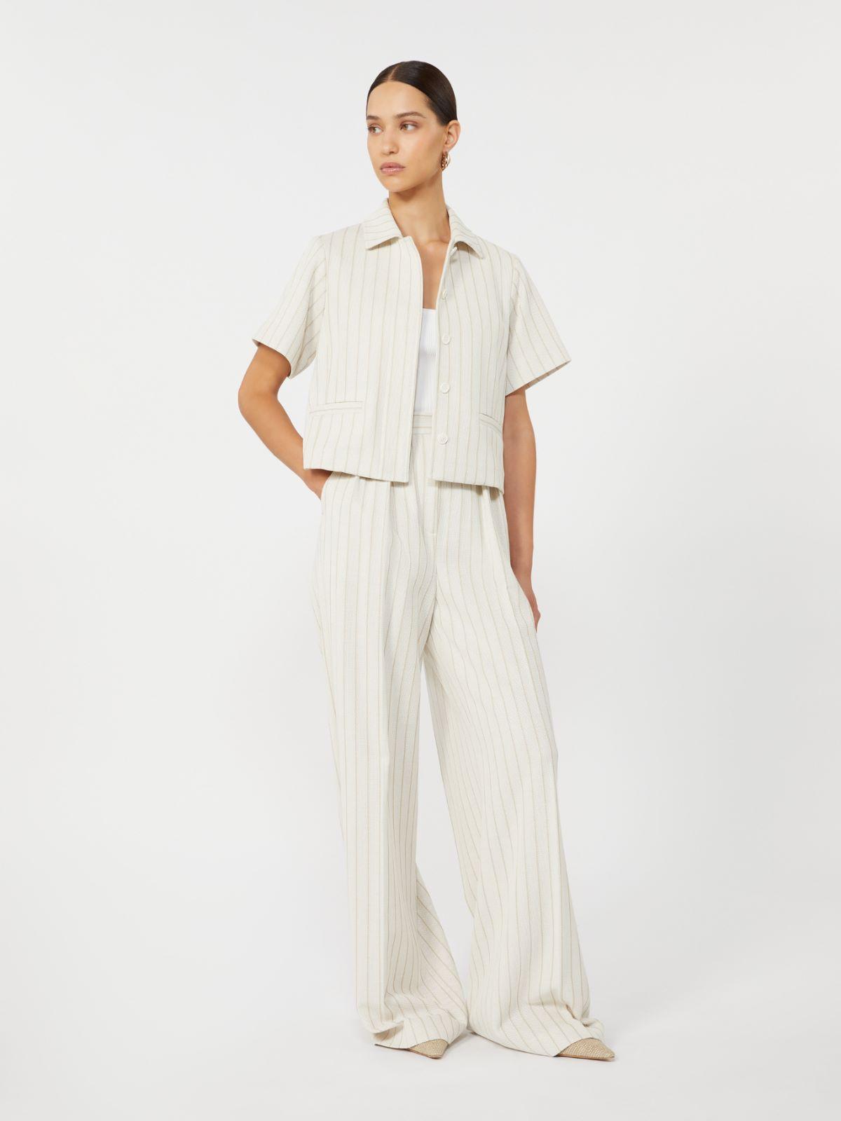 Wide-fit pinstripe piqué jersey trousers by MAX MARA