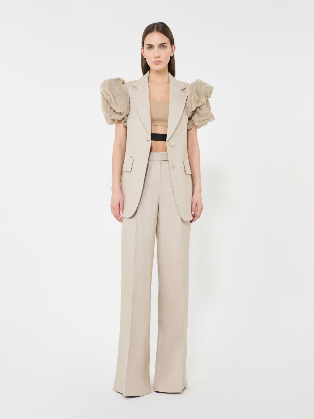 Wide-leg trousers in linen basketweave by MAX MARA