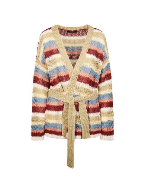 Yarn striped-pattern belted cardigan by MAX MARA