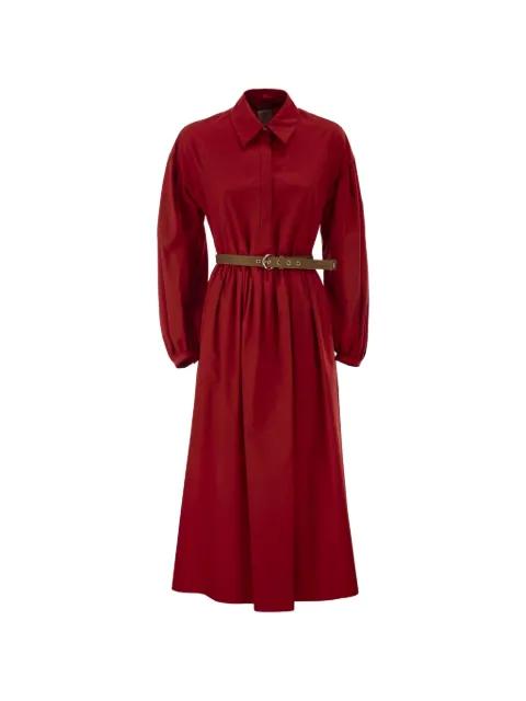 balloon-sleeve pleated cotton midi dress by MAX MARA