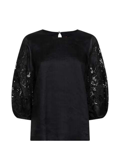 broderie-anglaise macramé-sleeve blouse by MAX MARA