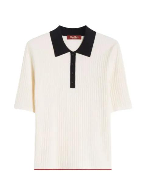 button ribbed polo top by MAX MARA