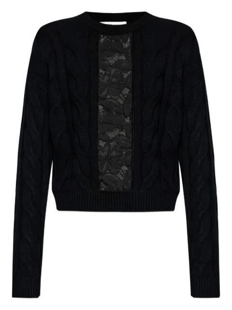 cable-knit lace-insert sweater by MAX MARA