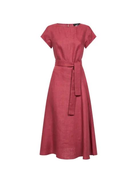 cap-sleeve belted midi dress by MAX MARA