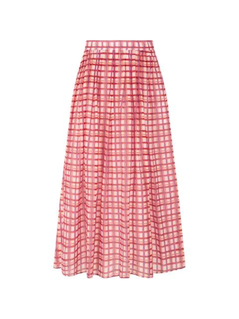 check-pattern pleated midi skirt by MAX MARA