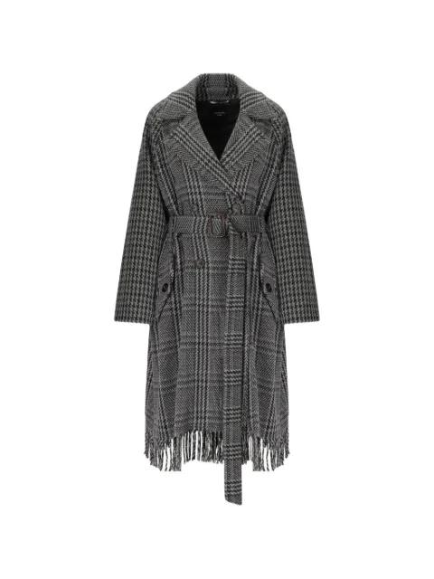 checked fringed coat by MAX MARA