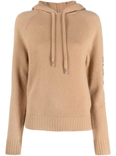 crystal-embellished knitted hoodie by MAX MARA