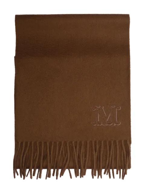 embroidered-logo fringe scarf by MAX MARA