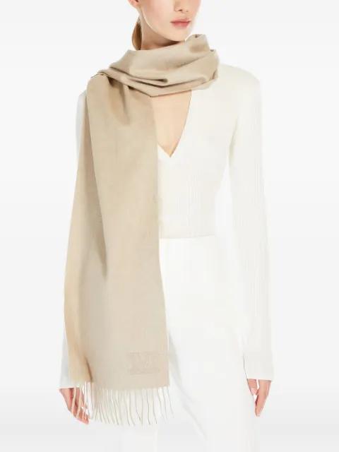 embroidered-logo fringed scarf by MAX MARA