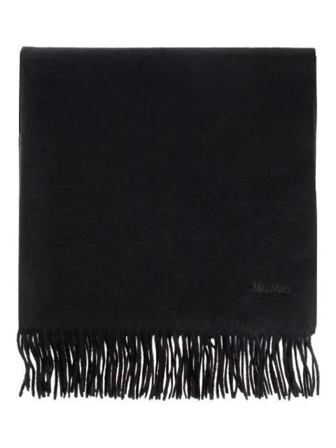 embroidered-logo fringed wool scarf by MAX MARA