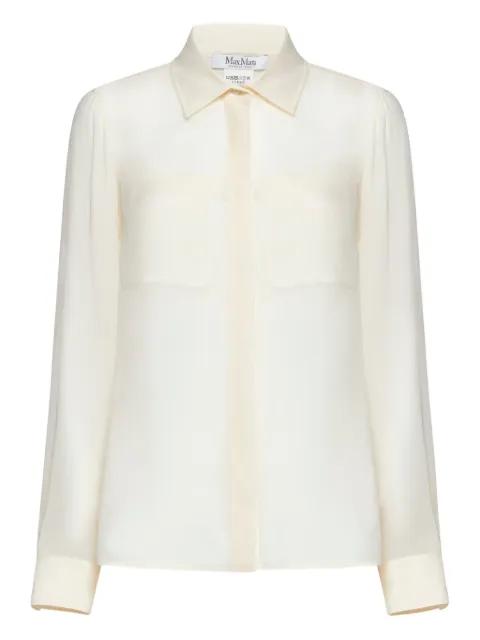 embroidered-pocket silk shirt by MAX MARA