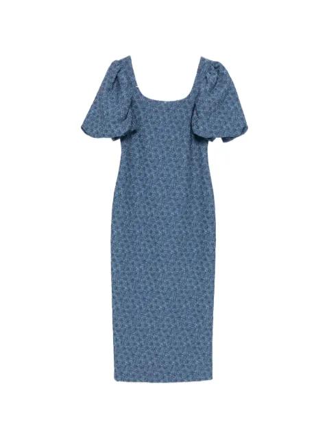 floral-jacquard puff-sleeve dress by MAX MARA