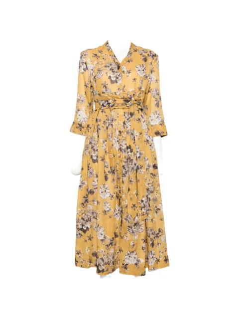 floral-print tie-waist midi dress by MAX MARA