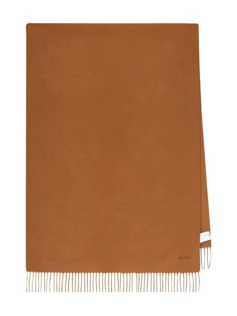 fringed embroidered-logo scarf by MAX MARA