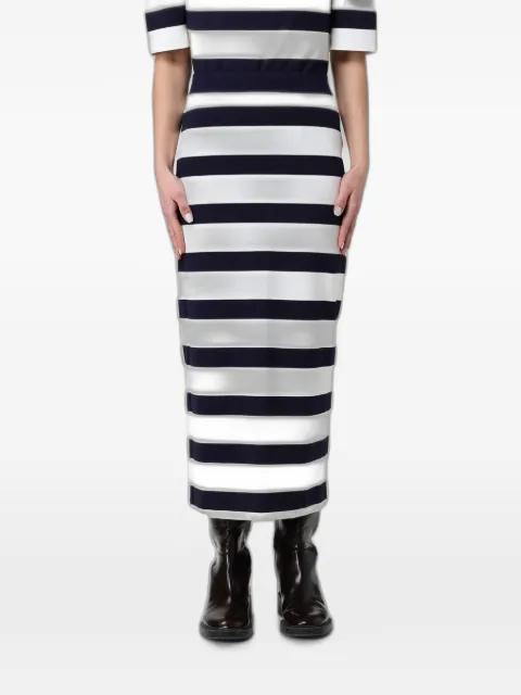 horizontal-stripe satin-finish skirt by MAX MARA
