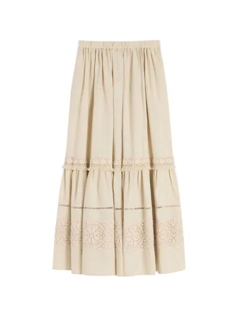 lace-insert tiered skirt by MAX MARA
