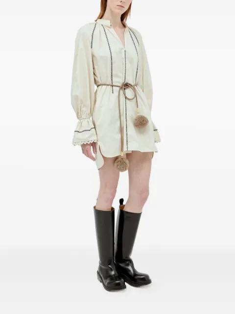 leather-cord pom-pom belt by MAX MARA