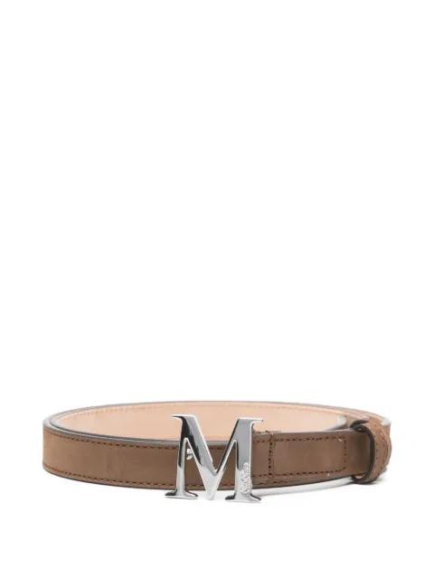 logo-buckle suede belt by MAX MARA