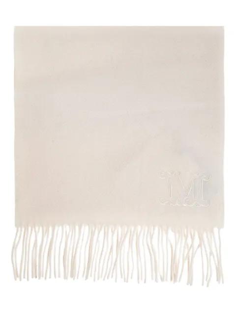 logo-embroidered fringed-edge scarf by MAX MARA