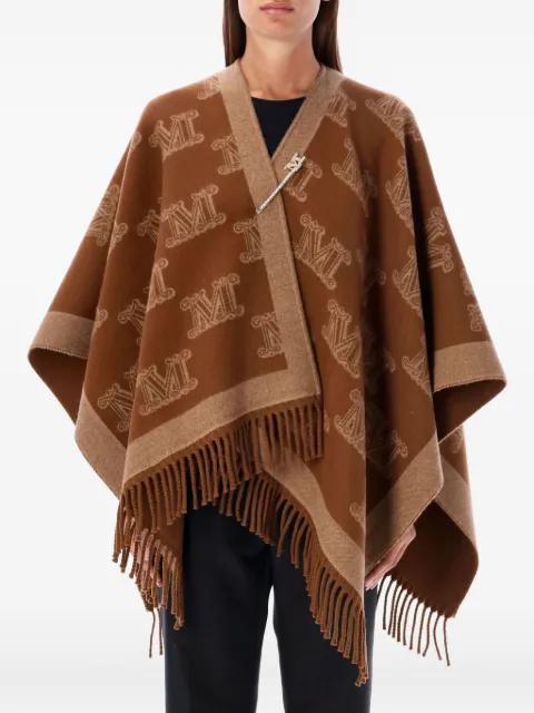 monogram fringed poncho by MAX MARA