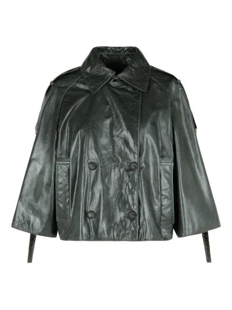 pointed-collar double-breasted leather jacket by MAX MARA
