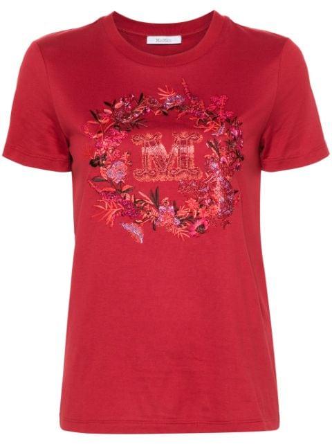 sequin-embellished cotton t-shirt by MAX MARA