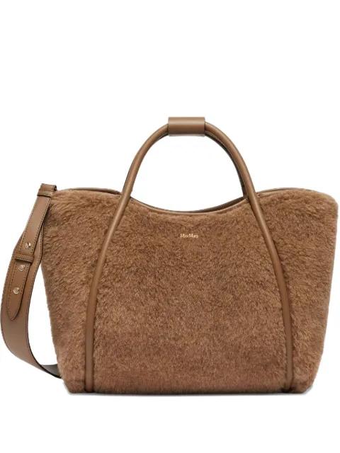 shearling leather-trimmed handbag by MAX MARA