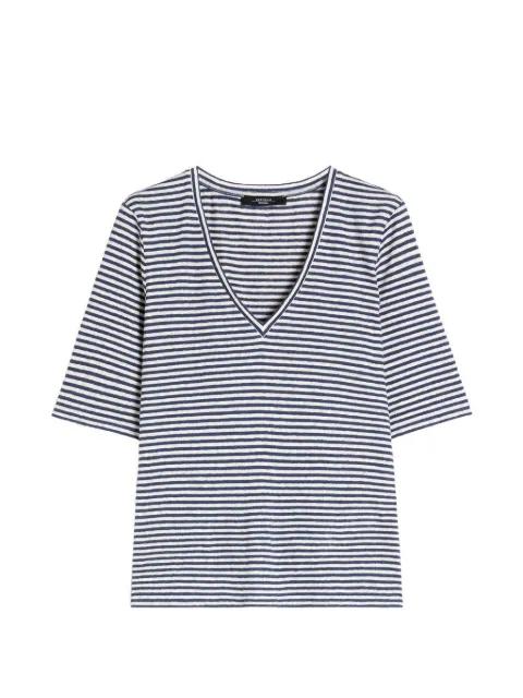 striped V-neck linenT-shirt by MAX MARA
