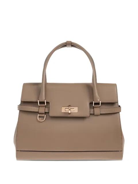 twist-lock fastening leather tote bag by MAX MARA