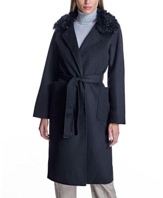 Belted Wool Coat with Collar by MAXIMILIAN