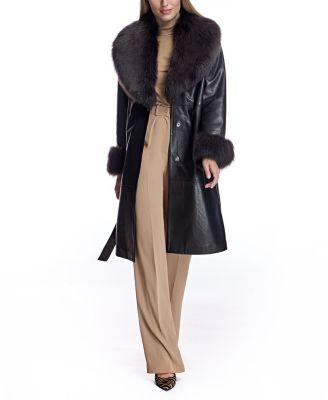 Leather Coat with Shearling Trim by MAXIMILIAN