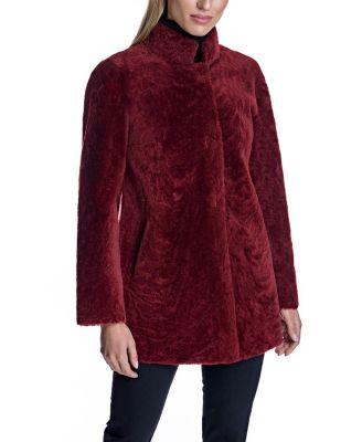 Reversible to Leather Shearling Jacket with Snap Closures by MAXIMILIAN