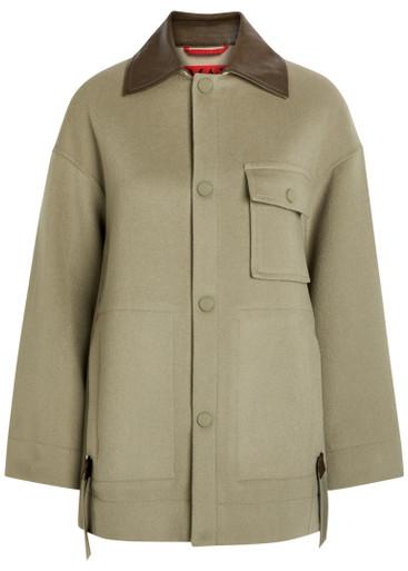 Leather-trim wool jacket by MAX&CO