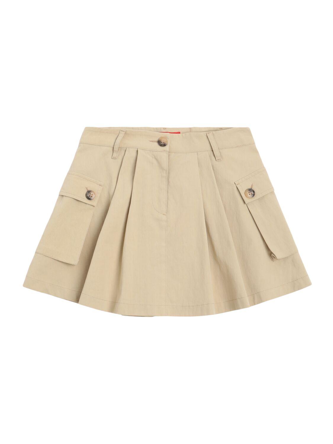 Pleated Cotton Blend Gabardine Skirt by MAX&CO