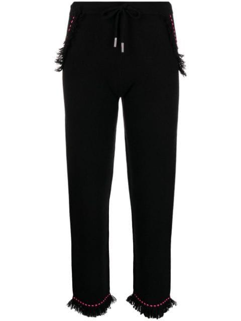 frayed contrast-stitch trousers by MAX&MOI