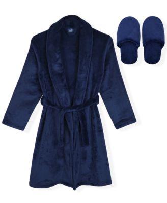 Boys' 6-18 Flannel Fleece Robe and Slippers, 2-Piece Set by MAX&OLIVIA
