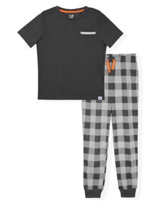 Boys' & Girls' 6-14 Crewneck Top & Check Pants, 2-Piece Pajama Set by MAX&OLIVIA