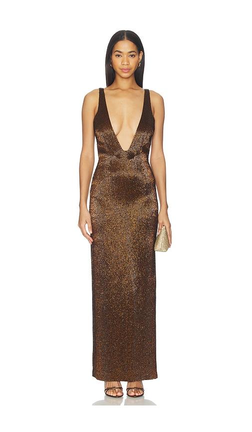 MAY MASHIAH Alaia Dress in Metallic Copper by MAY MASHIAH