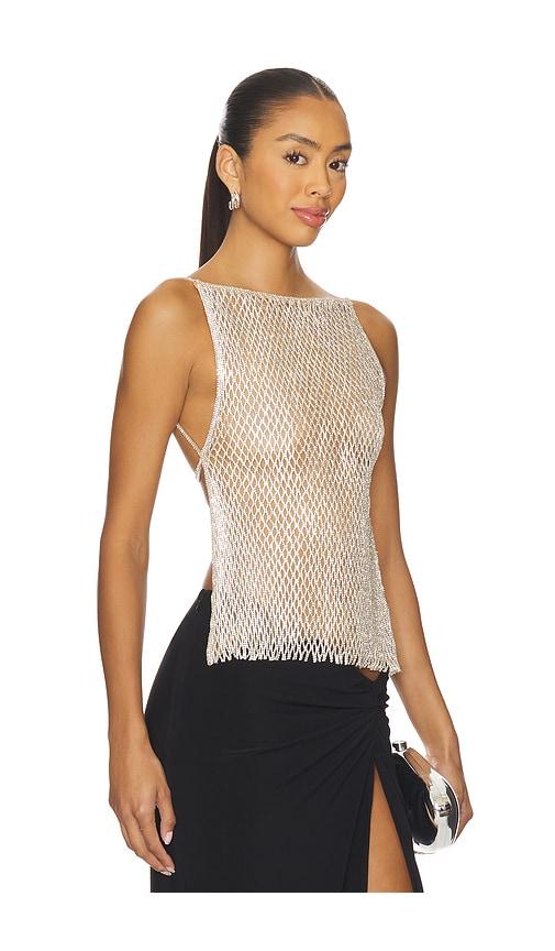 MAY MASHIAH Alice Top in Metallic Silver by MAY MASHIAH