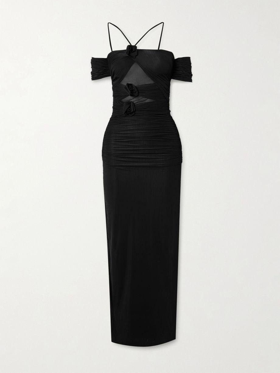 Abisso appliquéd cutout ruched stretch-jersey maxi dress by MAYGEL CORONEL
