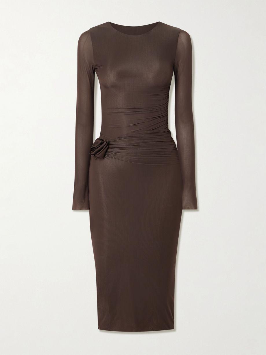 Anna appliquéd draped stretch-jersey midi dress by MAYGEL CORONEL